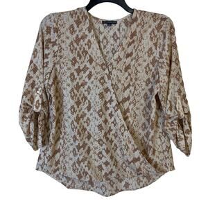 Adrianna Papell Faux Wrap Blouse Women’s Size‎ Medium Snakeskin Print Dressy Top